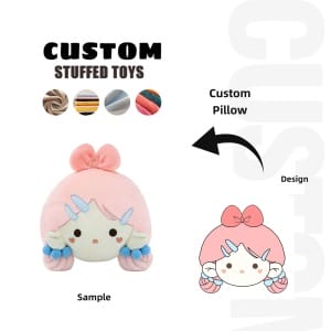 Wholesale OEM Custom Logo Anime Pink Doll Plush Pillow Soft Stuffed Toy ODM Toy Manufacturer
