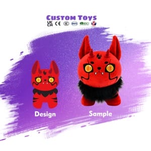 High Quality Manufacturer Soft Anime Red Devil Dog Custom Plush Animal Toy Kids Gifts