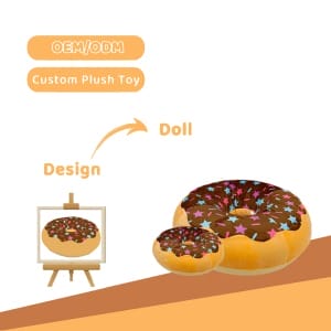 Factory wholesale cute Furry food style Kawaii High quality donut Custom plush pillow for children