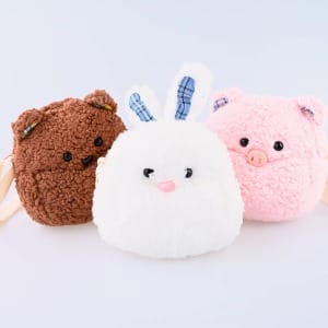 Custom Cute Cartoon Chubby Plush Rabbit Bear Pinkpig Doll Messenger Bag Coin Purse